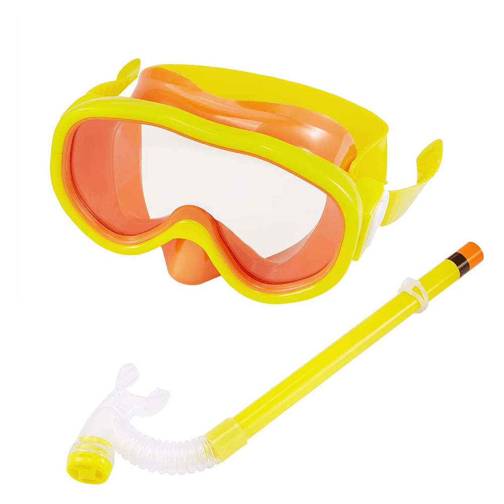 Mask Snorkel Set Combo Wide View Silicone Mask and Purge Valve Snorkel（Yellow） 