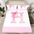 thumbnail image 2 of jejeloiu Cartoon Bowknot Ribbon Full Size Sheets,Letter H Print Bed Sheets For Girls Women 4pcs, 2 of 7
