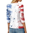 thumbnail image 3 of MEICHEN 4th of July Women's Three Quarter Sleeve Shirt USA Patriotic Flag Graphic Print Top Summer 250th Anniversary Tops, 3 of 5