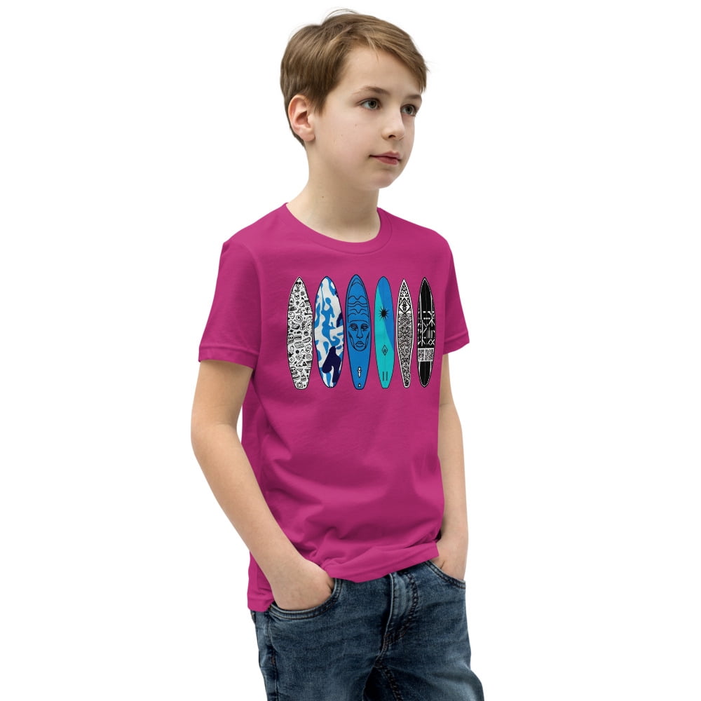 Surf Vibe Boys' T-Shirt – Cool Beach Shirt, Skater Graphic Tee, Summer Coastal Outfit (Berry, M)
