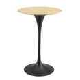 thumbnail image 1 of Modway Lippa Table de Bar Ronde 28 Pouces Grain de Bois Style Mi-Siècle Moderne en Noir Naturel, 1 of 7