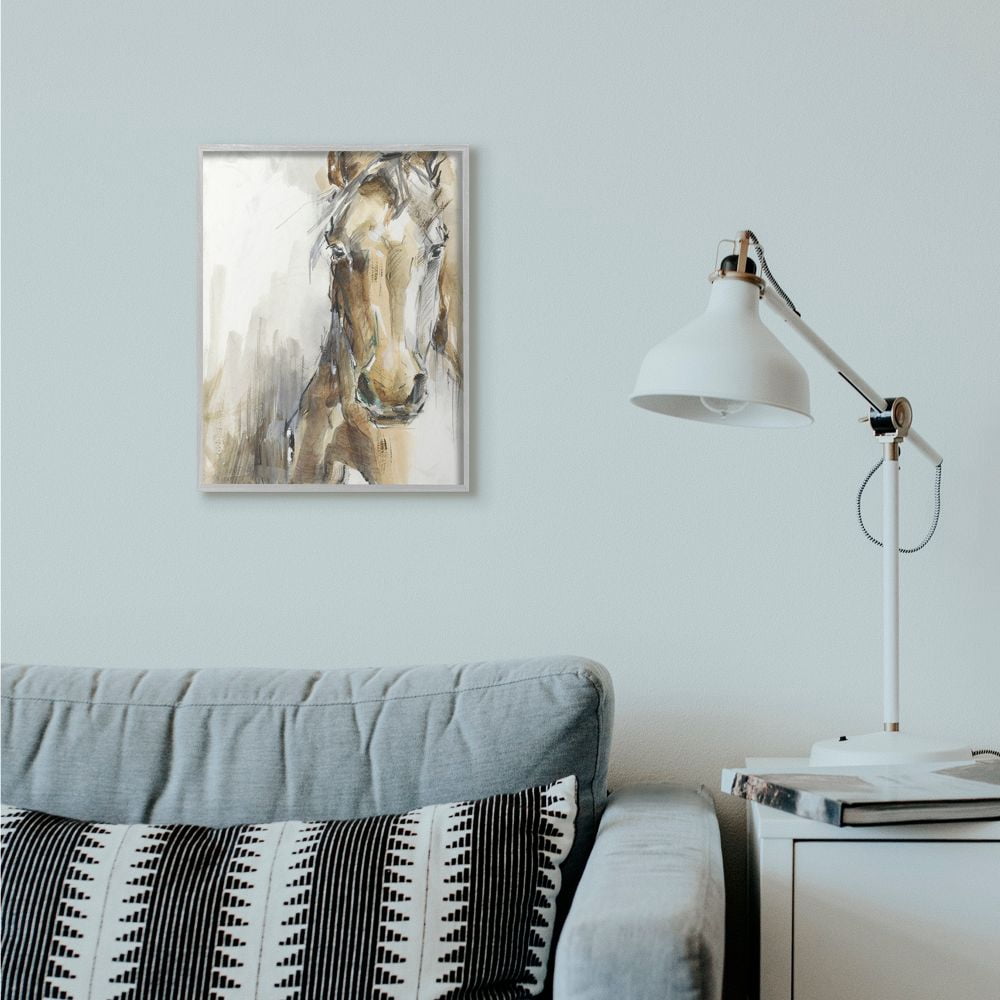 Stupell Industries Horse Portrait Orange Brown Animal Watercolor Painting Framed Wall Art by Ethan Harper
