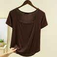 thumbnail image 2 of Camiseta de Manga Corta Mujeres Moda de Verano Yoga Casual Cuello Cuadrado Delantero Hombro Recto Cuello Redondo Superior, 2 of 4