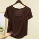 thumbnail image 2 of Camiseta de Manga Corta Mujeres Moda de Verano Yoga Casual Cuello Cuadrado Delantero Hombro Recto Cuello Redondo Superior, 2 of 4