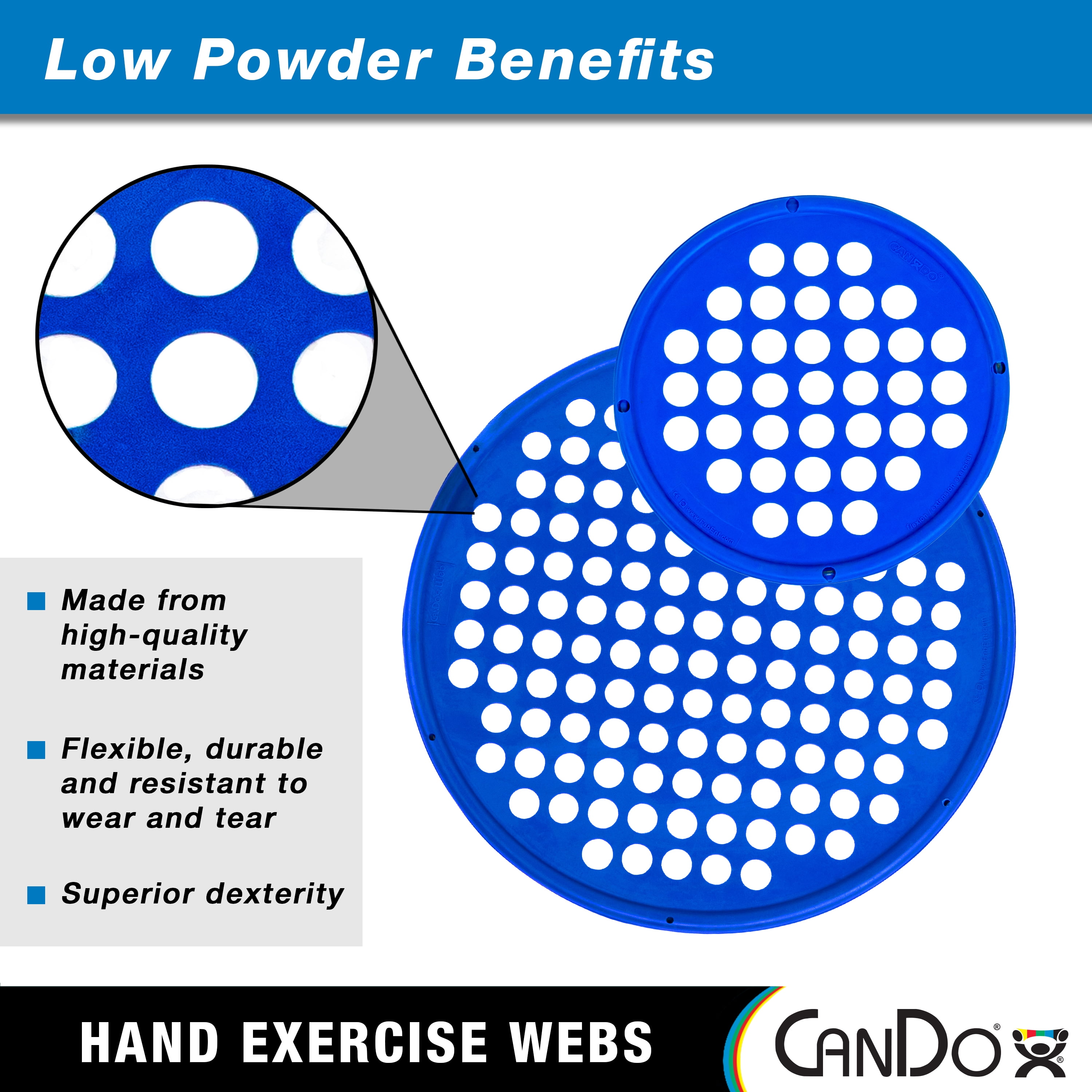 CanDo Web Hand Therapy Device, 7" Diameter Low-Powder Latex