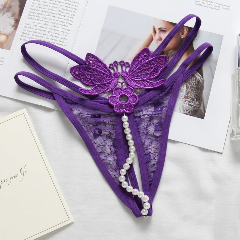 Women's All Over Lace Thong - Auden Violet Size Large Size L