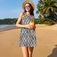thumbnail image 3 of Defioc Black White Stripes Pattern Women's Summer Dresses 2025 Beach Casual Sleeveless Tank Loose Sundress Beach Vacation Clothes with Pocket -X-Large, 3 of 7