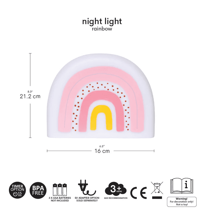 A Little Lovely Company: Night Light Rainbow - Wireless light that stays cold to touch. Easy to take along.
