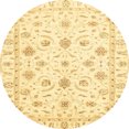 thumbnail image 1 of Ahgly Company Machine Washable Indoor Round Abstract Sun Yellow Area Rugs, 5' Round, 1 of 7