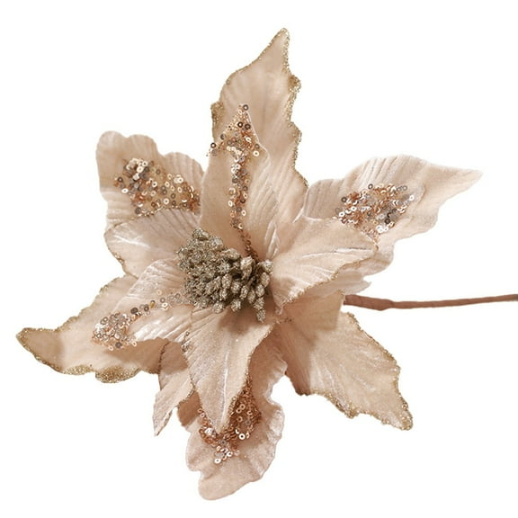 1Pc 28Cm Christmas Poinsettia Glitter Flower Christmas Tree Red White Pink Green Flower Head Hanging Christmas New Year Gifts