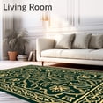 thumbnail image 2 of ODIKA 5'x7' Machine Washable Non-Slip Area Rug, Meadow Lattice Botanical Inspired with Swirling Vine Motifs High Traffic Rug with Pad, Gold, 470209, 2 of 8