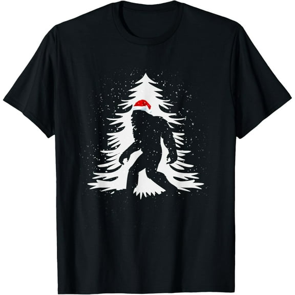 Bigfoot Believe Christmas Tree Sasquatch Santa Funny Bigfoot T-Shirt