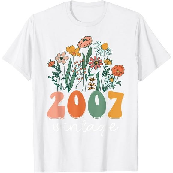 Exquisite and comfortable-18 Years Old Vintage 2007 18th Girls Birthday Wildflower T-Shirt