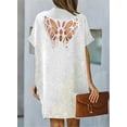 thumbnail image 2 of Robe d'Été Unie pour Femmes Papillon Découpée Décontractée Col en V Manches Courtes Robes Amples, 2 of 2