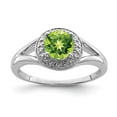 thumbnail image 4 of 925 Sterling Silver Rhodium-Plated Diamond and Peridot Ring Size 6, 4 of 6