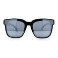 thumbnail image 3 of Polarized Fit Over Retro Rectangle Horn Rim Inset Lens Plastic Sunglasses Shiny Black - Silver Mirror, 3 of 6