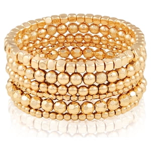 Time and Tru Gold Tone Beaded Stretch Bracelet Set, 6-Piece