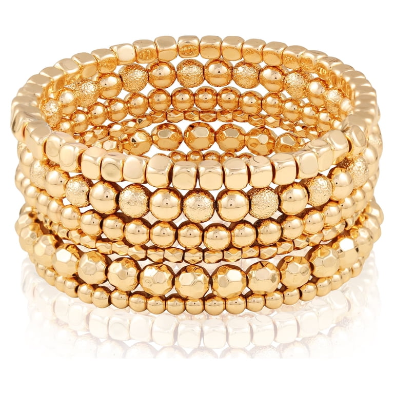 Time and Tru Gold Tone Beaded Stretch Bracelet Set, 6-Piece photo 1