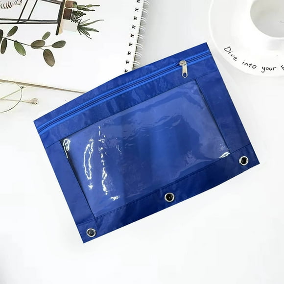 Estuche para lápices de 3 anillas con cremallera | Bolsa transparente de PVC para documentos | Estuche para bolígrafos de gran capacidad con carpeta desmontable para archivadores