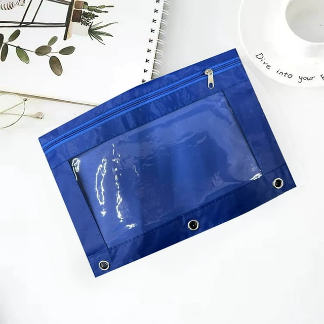 Estuche de Lápices de Tres Agujeros con Cremallera, Transparente, de Pvc, para Guardar Documentos, Carpeta Desmontable, Estuche de Lápices de Gran Capacidad.