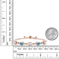 thumbnail image 6 of Gem Stone King 18K Rose Gold Plated Silver White Moissanite and Swiss Blue Topaz Bracelet for Women | 4.70 Cttw | Gemstone Birthstone | Oval 7X5MM | Fully Adjustable 9 inch, 6 of 6