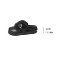 thumbnail image 4 of Womens Black Faux Faux Fur Slide Sandals - Warm Lined Mule with Adjustable Buckle, Lightweight EVA Platform, Cozy Winter Casual Indoor Outdoor Shoes,Size 36, 4 of 9