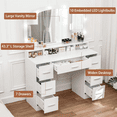 USIKEY Modern Vanity Desk with Large LED Lighted Mirror, Makeup Table ...