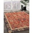 thumbnail image 3 of Ahgly Company Machine Washable Indoor Round Abstract Tomato Red Area Rugs, 5' Round, 3 of 7