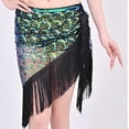 thumbnail image 5 of Xfvqtps Woman Sequin Dance Skirt Tassel Triangular Belt Belly Dancing Waist Towel Waist Chain Hip Towel Performance Skirt Green, 5 of 8