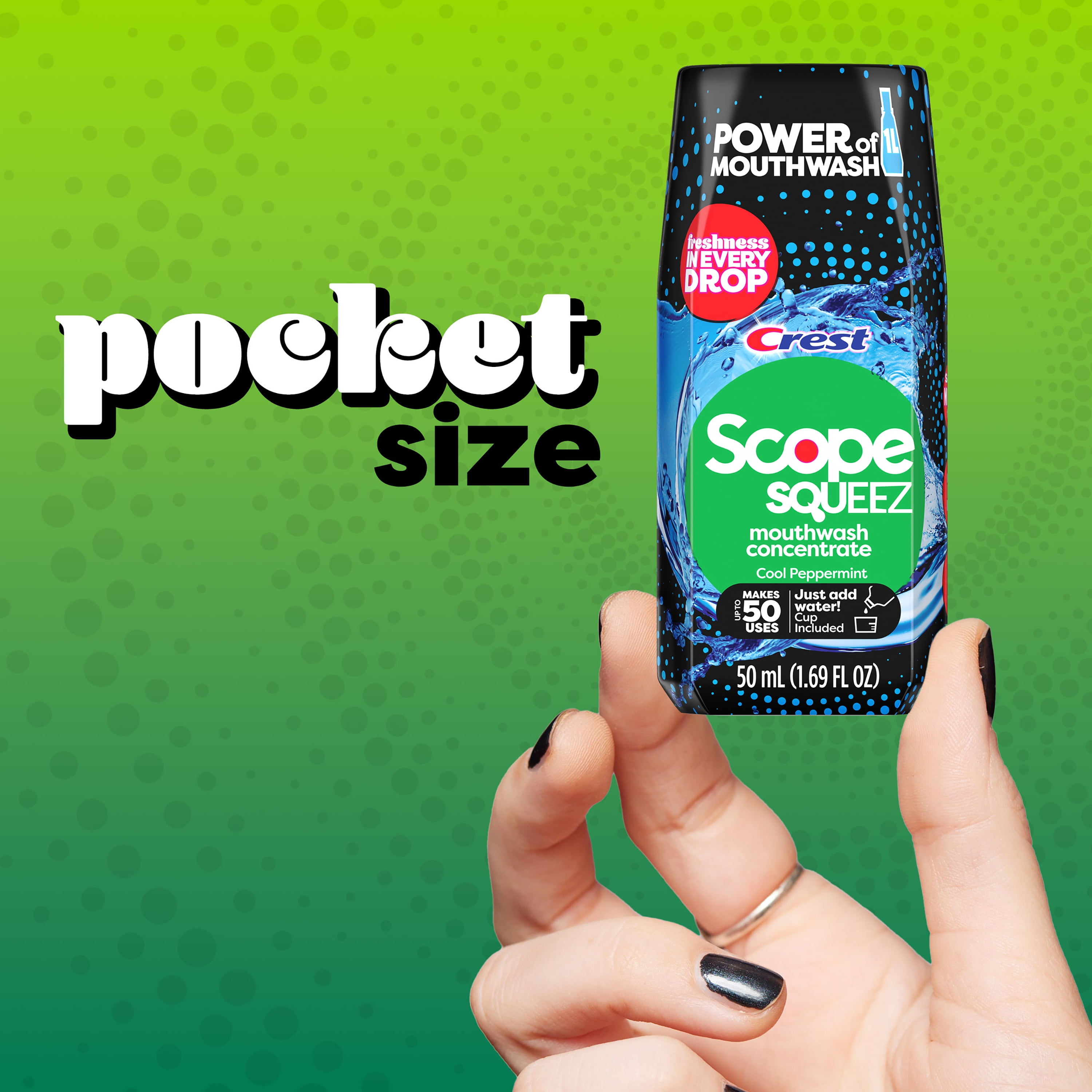 (2 pack) Scope Squeez Mouthwash Concentrate, Cool Peppermint, 50mL Bottle