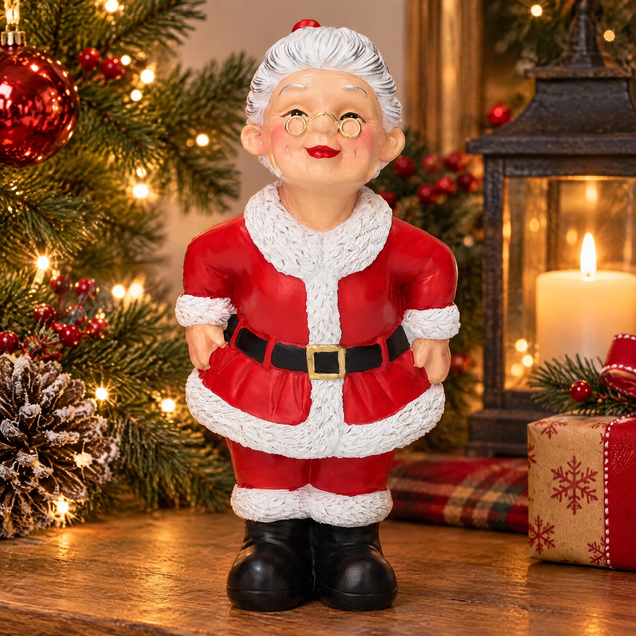 Mrs. Claus Christmas Decoration, Red and White, 8", by Holiday Time