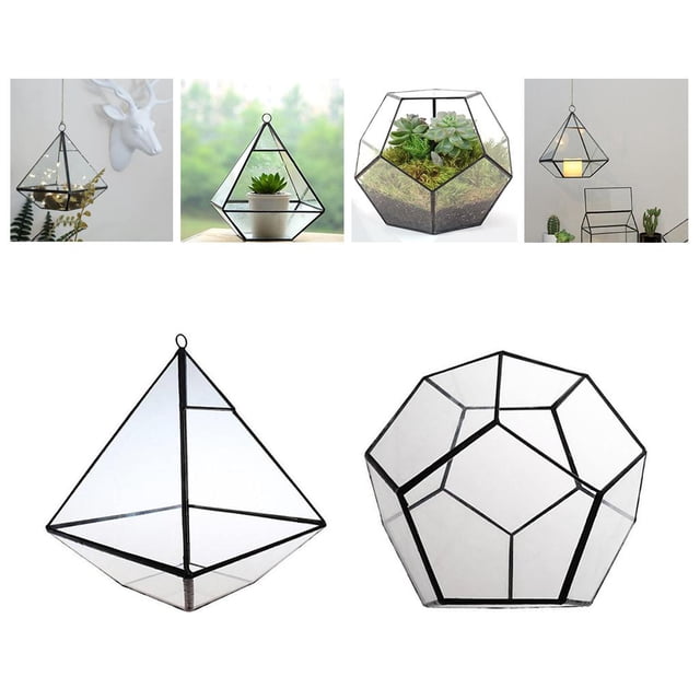 2 Piezas Moderna de Aire Colgante Diamante Geométrico Caja de Terrario de Jardín Cola Invernadero suculento Invernadero
