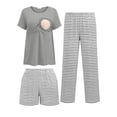 thumbnail image 2 of Avidlove Maternity Nursing Pajamas Set 3 Piece Short Sleeve Postpartum Breastfeeding Top Pregnancy Shorts and Long Pants, 2 of 8