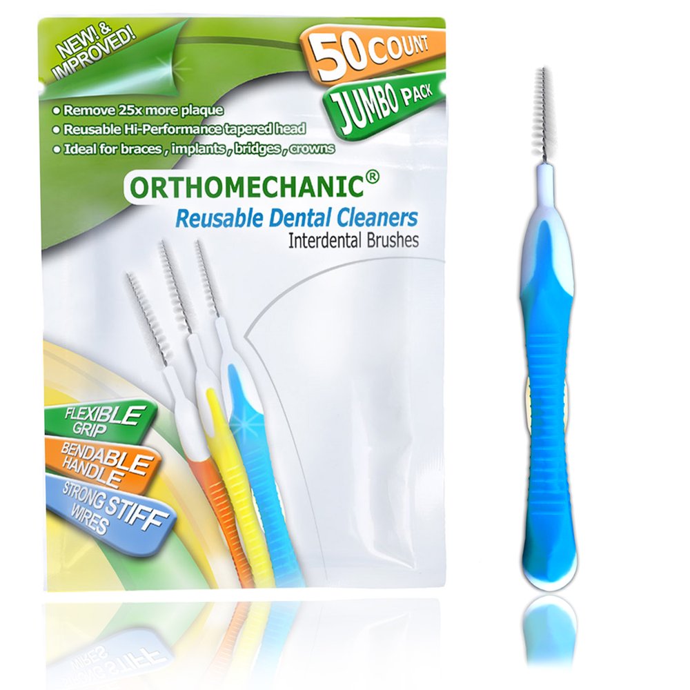 50 Brushes Reusable Interdental Cleaners Brushes Floss Cleaners By