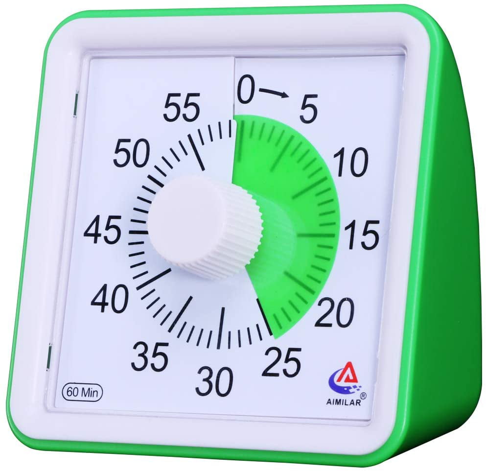 Silent Timer Time Management Tool for Classroom or Meeting Countdown Clock for Kids and Adults （Green） 60 Minute Visual Analog Timer