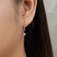 thumbnail image 4 of JeenMata Aros de Talla Brillante Redonda de 1 Quilate y Moissanita: Aros con Engaste Pavé de 4 Puntas: Baño de Oro Negro de 18 K sobre Plata, 4 of 6