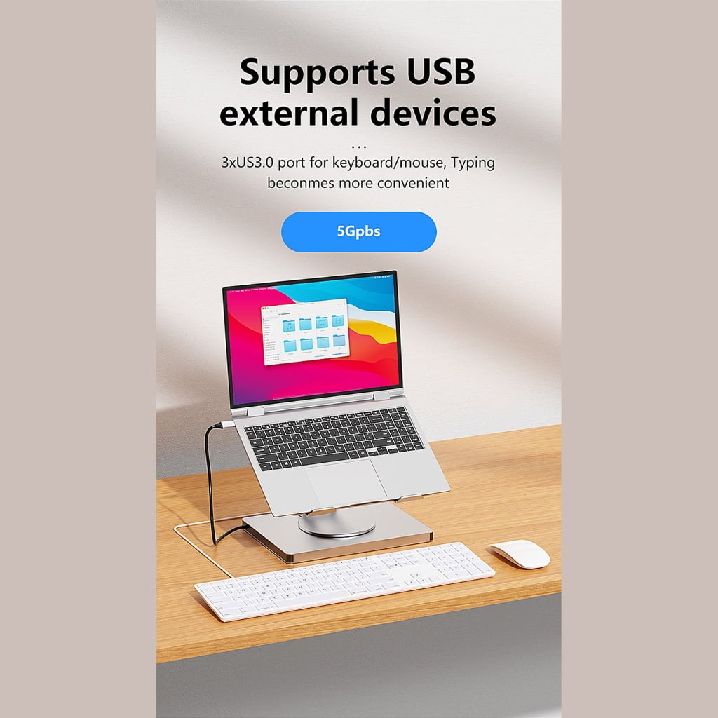 Laptop Stand and Docking Station Featuring 10 Port and 360 Degree Rotation Notebook Holder for and Home PD100W