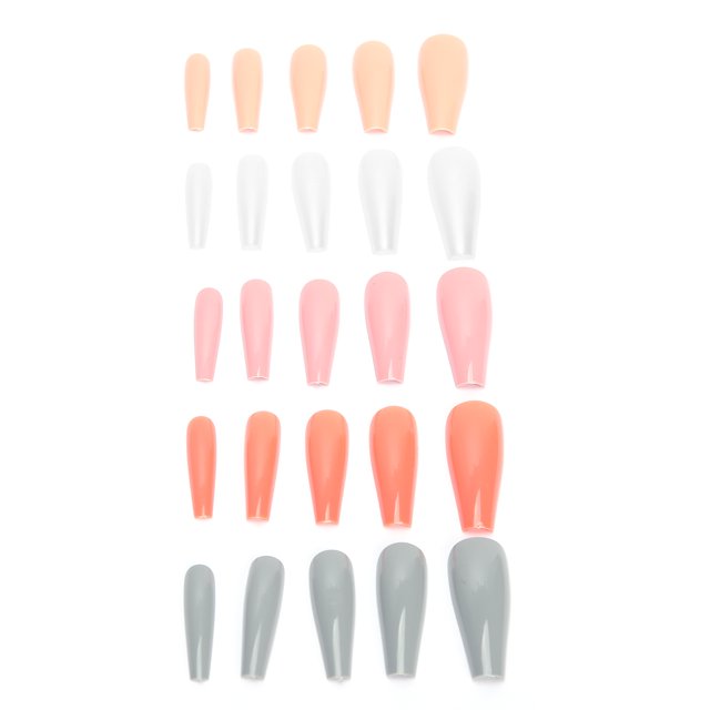 100pcs Acrylic Nail Art Tips Set Pure Color Full Cover Press on prosthetic Nails, Durable & , 10 Sizes with 6 Colors for Professional Nail Experts or Learners, Suitable for Parties
