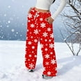 thumbnail image 4 of Christmas Flannel Pajama Pants Women Elastic Waist Holiday Print Wide Leg Lounge Bottoms with Pockets Winter Warm Cozy Sleepwear Pj Pants, 4 of 8