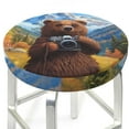 thumbnail image 5 of Salouo Snowy Mountain Photography Bear Pattern Bar Stool Cushion Cover, Round Crease-Resistant Stretchy Dustproof Stool Seat Slipcover for Bar Round Chair-14 inch, 5 of 6