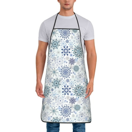 

Lukts Retro ice blue snowflakes Print Unisex Tie-Up Aprons Bibs for Chef Kitchen Grill Beverage Shop