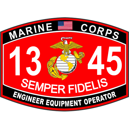 - 3.8 Inch Engineer Equipment Operator Marine Corps MOS 1345 USMC Military Decal