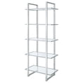 thumbnail image 4 of Hartford 79-inch 5-shelf Glass Bookshelf Chrome, 4 of 10
