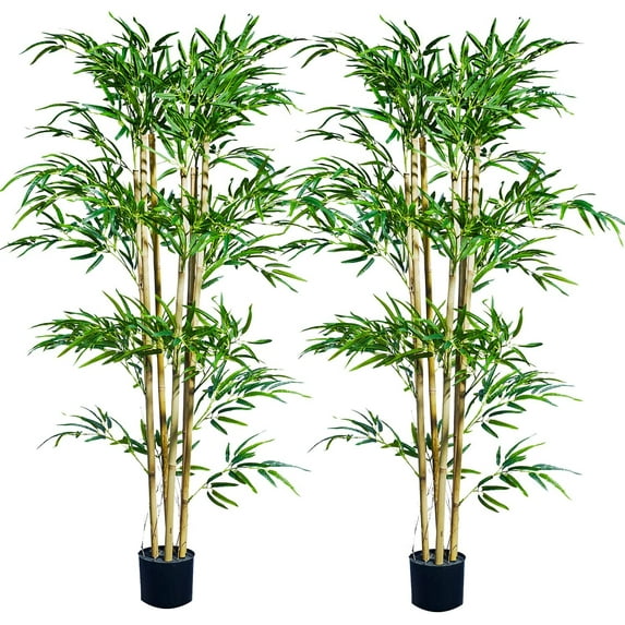 Maydear Artificial Bamboo in Pot Faux Houseplant, for Indoor Outdoor House Home Office Garden Modern Decoration Housewarming Gift, 51”, 2 Pack