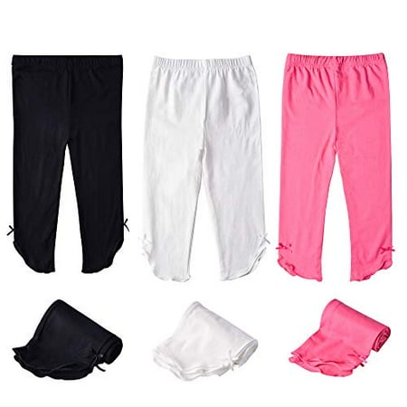 

THEE BRON Toddler/Little Girls Basic Cotton Capri Leggings Pants