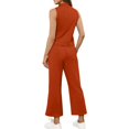 thumbnail image 7 of Women's Mock Neck Two Piece Sets Summer Sleeveless Tank with Wide Leg Crop Pants Casual Vacation Lounge Outfits 2026 Orange L, 7 of 7