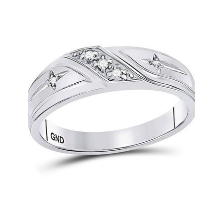 Diamond2deal 10k White Gold Round Diamond Mens Christian Cross