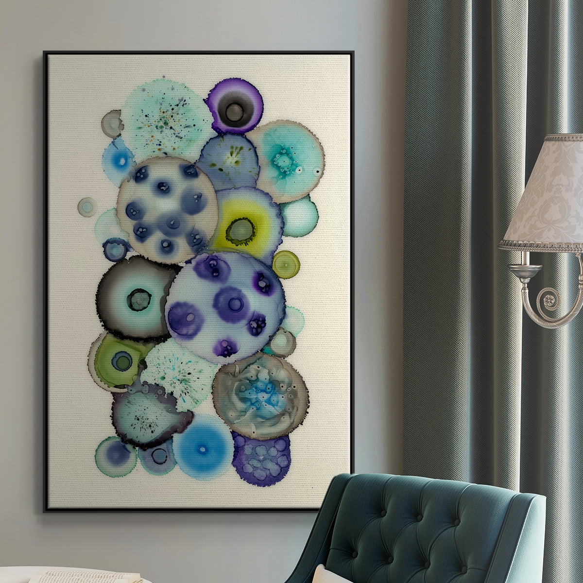 Geodes II Framed Premium Gallery Wrapped Canvas - Ready to Hang - 25 x 37 - Black Floating Frame