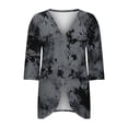 thumbnail image 6 of Cardigans for Women St. Patrick's Day,Chiffon Summer Kimono Cardigan 3/4 Sleeve Open Front Beach Kimono Hawaiian Floral Printed Lightweight Casual Beach Cover Up Plus Size Gray S, 6 of 7