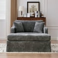 thumbnail image 6 of CKEASEAN 45.27" Chenille Single Sofa Chair, Comfy Accent Chairs with Black Metal Legs, Upholstered Deep Seat Comfy Reading Armchair with Two Bolster Pillows for Living Room offices, 6 of 11